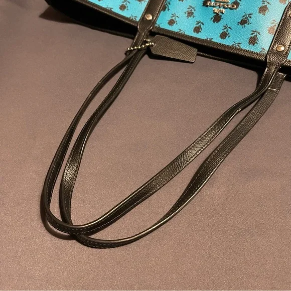 Coach City Signature Reversible Tote Bag - Turquoise/Blk Rose Print - Picture 15 of 16